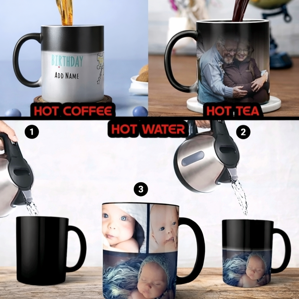 Magic Heat Sensitive Coffee Mug – Personalized Photo Color Changing Mug (330 ml) | Image Reveals with Hot Water, Tea or Coffee | Perfect Gift for Birthday, Anniversary & Valentine