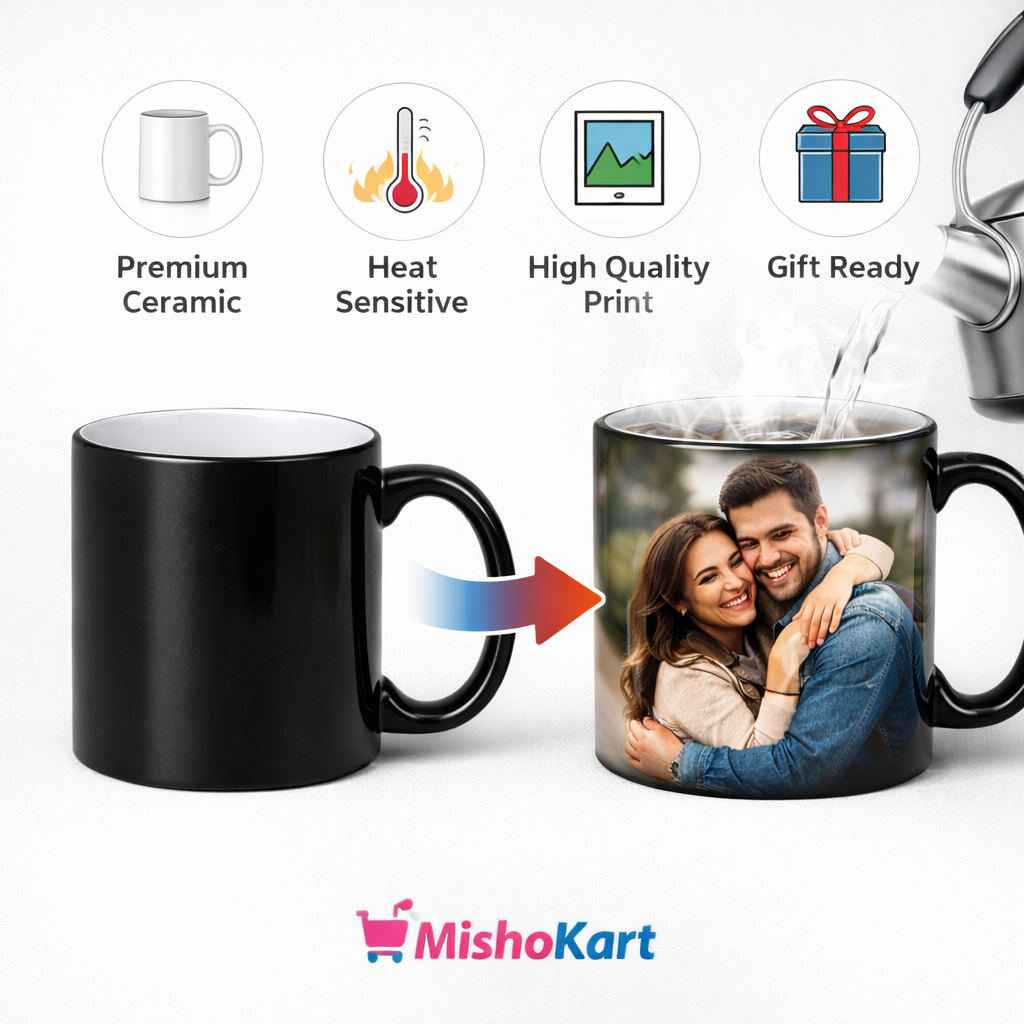 Magic Heat Sensitive Coffee Mug – Personalized Photo Color Changing Mug (330 ml) | Image Reveals with Hot Water, Tea or Coffee | Perfect Gift for Birthday, Anniversary & Valentine
