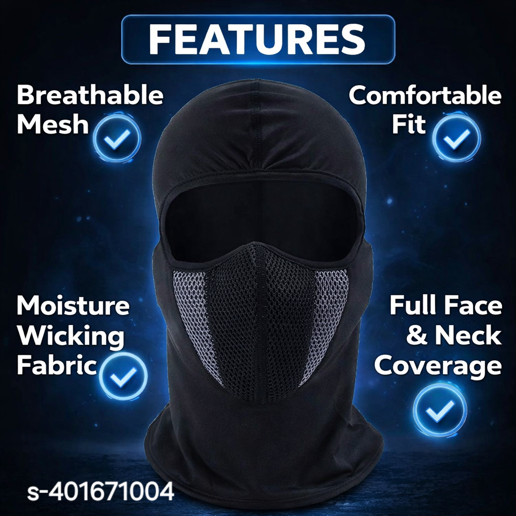 Premium Breathable Tactical Balaclava Mask for Boys & Men, Full Face & Neck Cover with Mesh Ventilation, Soft Stretchable Fabric, Ideal for Bike Riding, Winter Protection,Helmet Wear Comfort