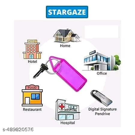 Shree Enterprise Speny Multicolor Keyring &amp; Keychain with Name Tag Labels (Pack of 50).