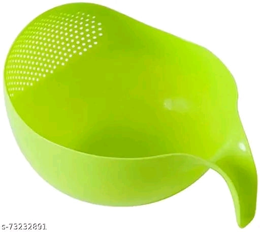 Plastic Rice Wash Bowl with Handle for Rice Vegetable And Fruits Pack of 1 Washing Bowl | rice washer bowl