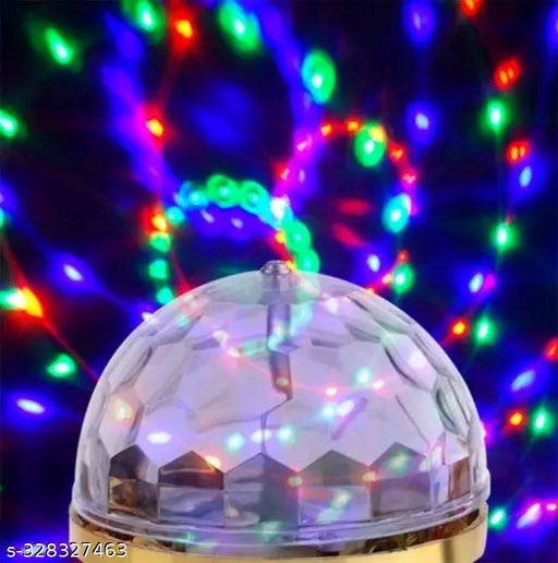 Golden Jumbo Disco LED Light with 360 Degpree Rotating Party Bulb, Colorful Strobe Effect for Home, Bar, Club, Bedroom, and Festive Decoration