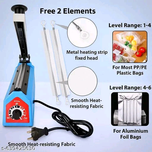 POLY BAG SEALING MACHINE 8 inch ( 200 mm) | FAST HEATING | IDEAL FOR CHIPS , SNACKS, PACKAGING &amp; SELLERS , Multipurpose Heat Sealer for Packaging | Strong Air-Tight Seal | 8-Level Adjustable Settings&nbsp;