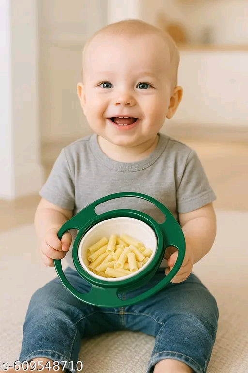 Baby Bowl – No Spill Rotating Feeding Bowl for Kids, BPA-Free, Dishwasher Safe, Food Grade Material (Green, 1 Pc)