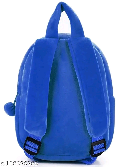 Cute Velvet Plush Cartoon Small School Bag for Kids || Baby Girl &amp; Boys Backpack || Animal Character School Bag with Adjustable Strips|| Cartoon Backpack || Travel Bag for Children (blue panda ) ( Pack of 1)