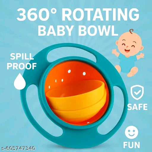 Portable Feeding Toddler 360 Degree Rotating Dish,Gyro Bowl For Baby And Kids,Magic Bowl For Kids For Home And Kitchen Ideal For Daily Use Eco-Friendly Durable (Multicolour)