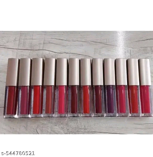 Ultra Smooth Non-Transfer Liquid Matte Beauty Lipstick Set of 12 Multicolor Lipsticks For (Girls/Women)