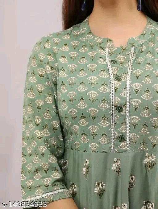 Rayon,Three-Quarter Sleeves, Printed women kurta