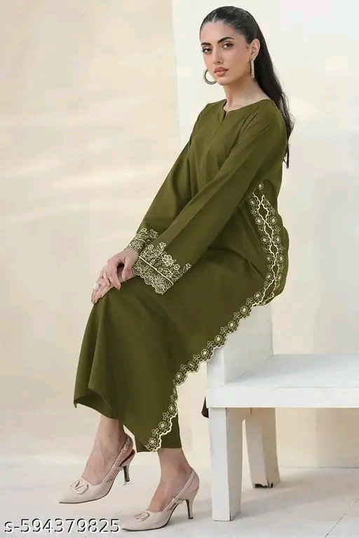 Rayon Women Kurti With Bottomwear