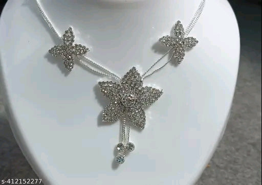 Women Necklace Jewelry white set with earring maangtika