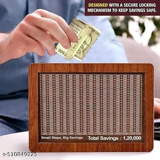 50000 to 120000 seving Money gulak medium quality Wooden Money Piggi Bank for Kids/Piggy Bank, Money Box, Coin Box with Carved Design for Kids/Children, Savings Challenge Box, Cashbox,Cash Vault Wooden Savings Box,Wooden Coin Piggy