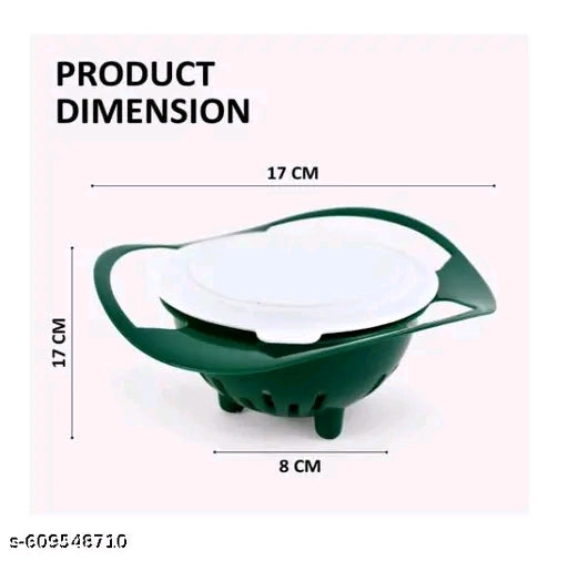 Baby Bowl – No Spill Rotating Feeding Bowl for Kids, BPA-Free, Dishwasher Safe, Food Grade Material (Green, 1 Pc)