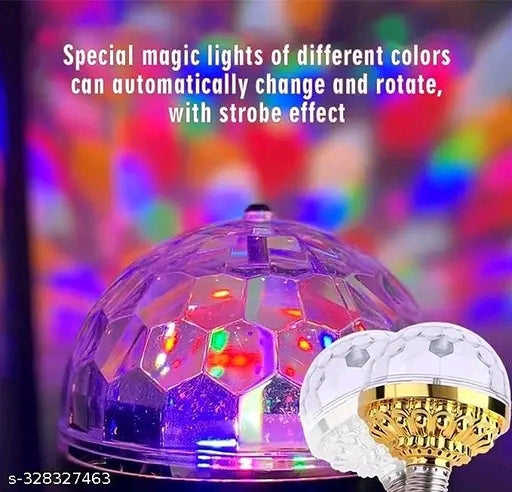 Golden Jumbo Disco LED Light with 360 Degpree Rotating Party Bulb, Colorful Strobe Effect for Home, Bar, Club, Bedroom, and Festive Decoration