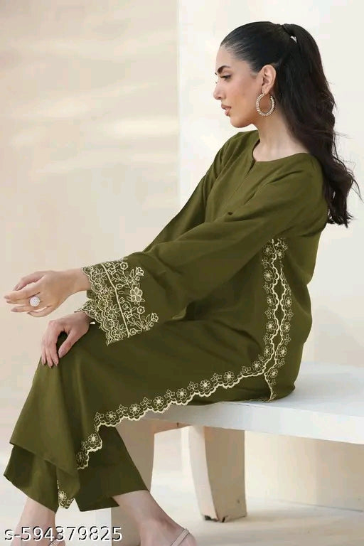 Rayon Women Kurti With Bottomwear