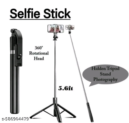 Selfie Stick R1-L (Large) with Wireless Remote and Tripod Stand, Portable, Lightweight, Compatible with All Mobiles (Multicolor)