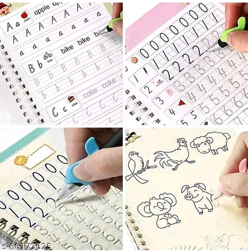 Copy book set For Kids set of (4 book +1 pen +10 Refill) Copy book set for better hand writing