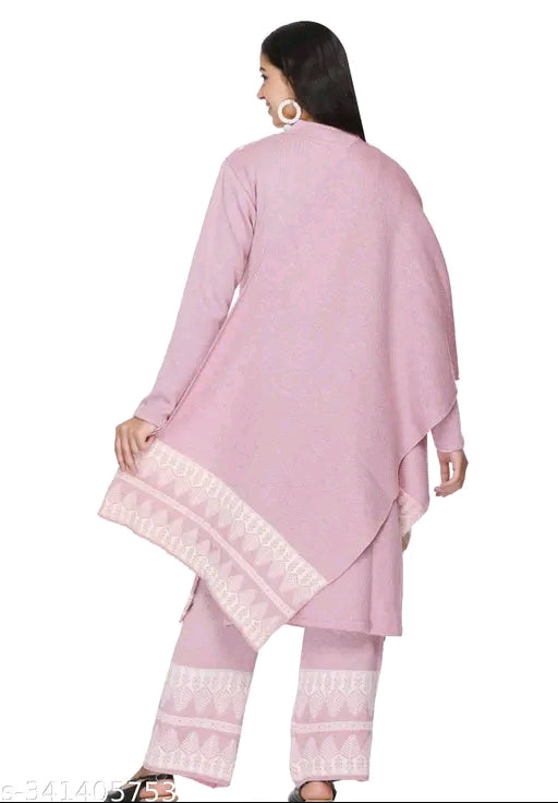 The Zigar Studio Kurta Palazzo Set with Full Length Dupatta - Premium Quality Woolen Suit with Palazzo and Bottemwear - Winter Wear Kurta Set&nbsp;