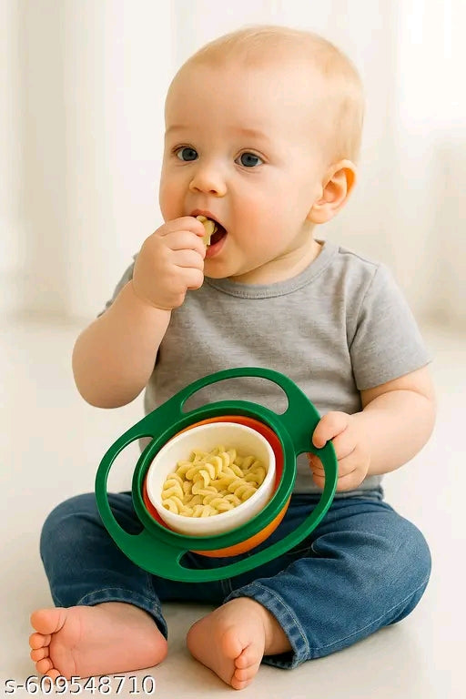 Baby Bowl – No Spill Rotating Feeding Bowl for Kids, BPA-Free, Dishwasher Safe, Food Grade Material (Green, 1 Pc)