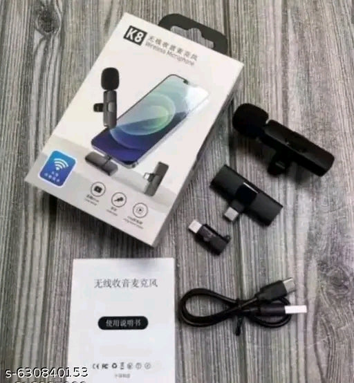 K8 Wireless Lavalier Microphone for Type-C Smartphones – Noise Reduction, Plug &amp; Play, 20m Range, Ideal for YouTube, Reels &amp; Vlogging