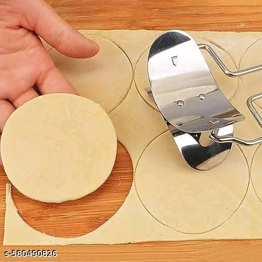 IHAN Stainless Steel Puri Cutter Roller Machine with Handle for Home Baking Tools for Women,Dough Circle Roller Cutter for Kitchen,poori Cutter Roller