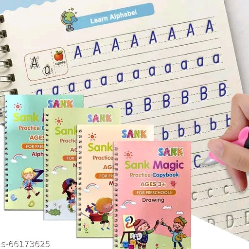 Copy book set For Kids set of (4 book +1 pen +10 Refill) Copy book set for better hand writing