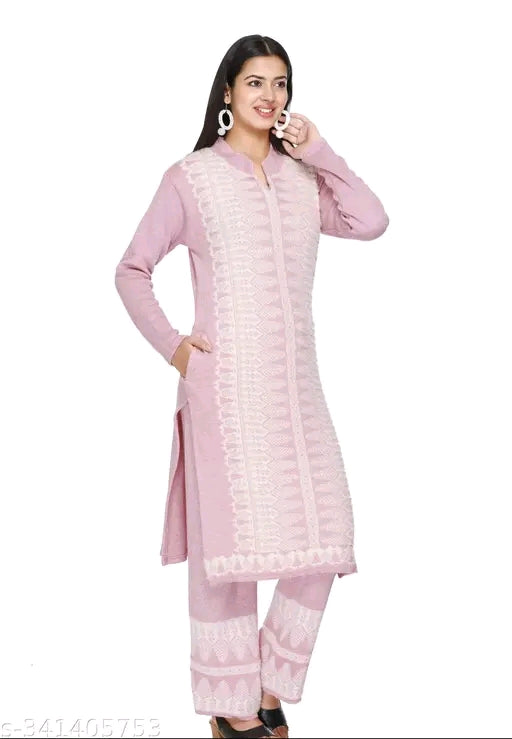 The Zigar Studio Kurta Palazzo Set with Full Length Dupatta - Premium Quality Woolen Suit with Palazzo and Bottemwear - Winter Wear Kurta Set&nbsp;