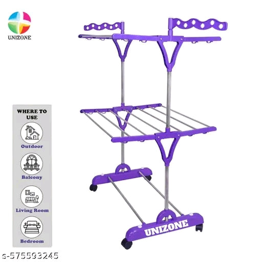 2-Tier Cloth Dryer Stand | Cloth Drying Stand Foldable | Cloth Stand Steel with Wheels &amp; Wave Wings