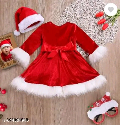 CHRISTMAS FROCK FOR GIRLS  Name: CHRISTMAS FROCK FOR GIRLS  Fabric: Satin  Sleeve Length: Long Sleeves  Pattern: Printed