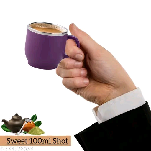 FOKAL Steel Plastic Tea Coffee Premium Quality Stainless Steel Insulated Tharmoware Tea Coffee cup Mug Coffee Cup Mugs Cups Set (Pack of 12, Purple)