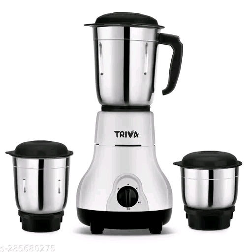 Triva Kitchen G-Max 550Watt Mixer Grinder With 3 Stainless Jars ( Liquidizing, Grinder, Chutney Jar), Shock Proof ABS Body &amp; Razor Sharp Stainless Steel Blades, Copper Armature Motor &amp; 24 Months Warranty ( Black Colour )