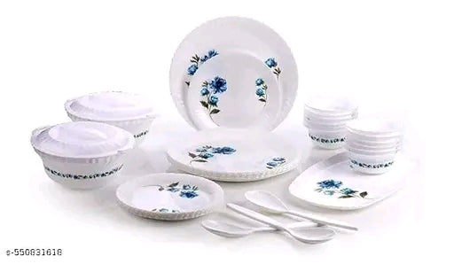 SHIVAOY Unbreakable Plastic Light Weight Dinner Set of 36 pcs 6 Full Plates,6 Quarter Plates,12 Veg Bowls,2 Serving Bowl with 2 lids,2 Serving Spoons and,2 Other Spoon