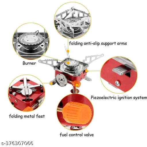 SKADIOO Portable Gas Stove for Camping &amp; Travel | Mini Butane Gas Stove with Folding Design &amp; Stainless Steel Body | Compact Picnic Stove with Carry Bag