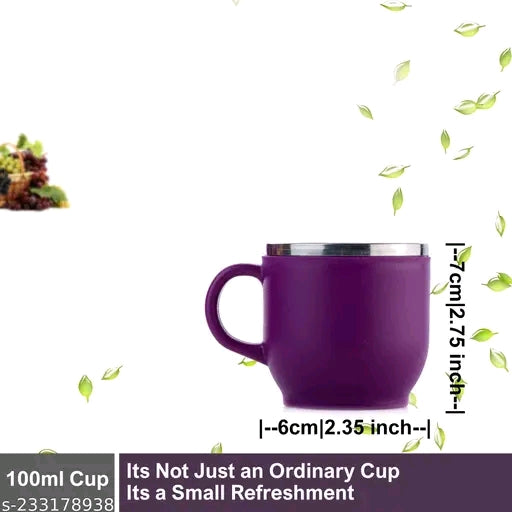 FOKAL Steel Plastic Tea Coffee Premium Quality Stainless Steel Insulated Tharmoware Tea Coffee cup Mug Coffee Cup Mugs Cups Set (Pack of 12, Purple)