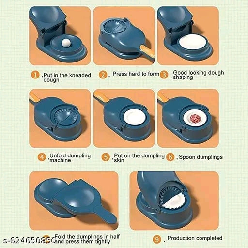 Skybuy 2 in 1 Dumpling Maker Ghughra Momos Maker Machine, Skin Press Mould for Gujiya Ghughra Mould Machine, Kitchen Dumpling Making Tool with Dumpling Puri Maker