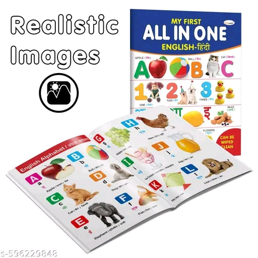 My First All in One (English-Hindi) Can be Wiped Clean :- Kids educational wipe clean book, Toddler all in one writing practice, All in one wipe clean book, Bilingual wipe clean preschool workbook