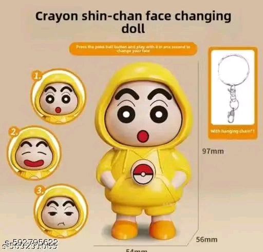 Shinchan Face Changing Keychain Cute Cartoon Key Ring with Three Expressions Anime Gift for Kids &amp; FansAdd a touch of fun and nostalgia to your essentials with the Shinchan Face Changing Keychain! This adorable and quirky keychain features your