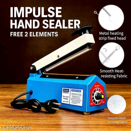 POLY BAG SEALING MACHINE 8 inch ( 200 mm) | FAST HEATING | IDEAL FOR CHIPS , SNACKS, PACKAGING &amp; SELLERS , Multipurpose Heat Sealer for Packaging | Strong Air-Tight Seal | 8-Level Adjustable Settings&nbsp;