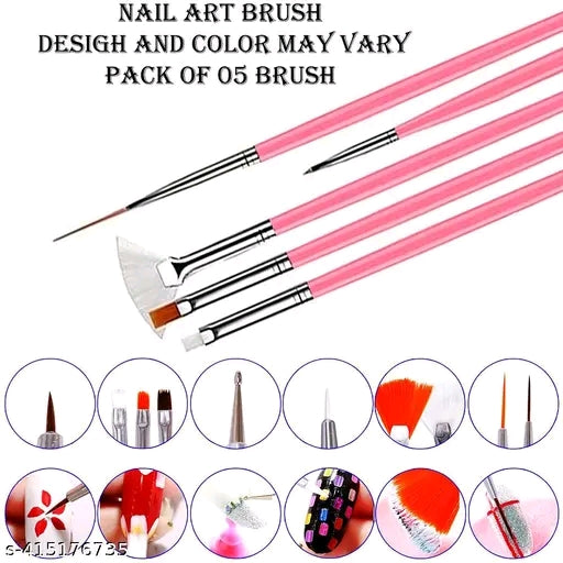 NAIL ART KIT WITH 12 PCS GLASS BOTTLES GLITTER STONES + Nail Art Dust 2 Pcs + 2 NAIL TAPES + 05 NAIL ART BRUSH + 02 NAIL DOTTING PEN + 2 NAIL GLUE + 100 NAILS + 01 PCS NAIL SHINER TOP COAT+ Sticker&nbsp;