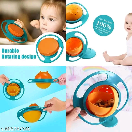 Portable Feeding Toddler 360 Degree Rotating Dish,Gyro Bowl For Baby And Kids,Magic Bowl For Kids For Home And Kitchen Ideal For Daily Use Eco-Friendly Durable (Multicolour)