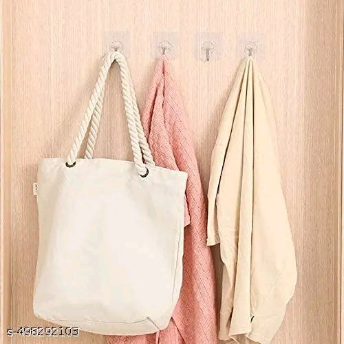 Pack of 10 Self Adhesive Wall Transparent Hooks for Wall Heavy Duty Extra Strong, Nail Free Hanging, Barthroom &amp; Kitchen Accessories Wall Hanger Without Drilling