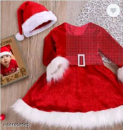 CHRISTMAS FROCK FOR GIRLS  Name: CHRISTMAS FROCK FOR GIRLS  Fabric: Satin  Sleeve Length: Long Sleeves  Pattern: Printed