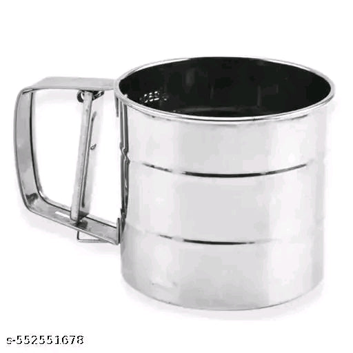 Baking Stainless Steel Shaker Sieve Cup Manual Flour Sifter with Measuring Scale Mark for Flour Icing Sugar…