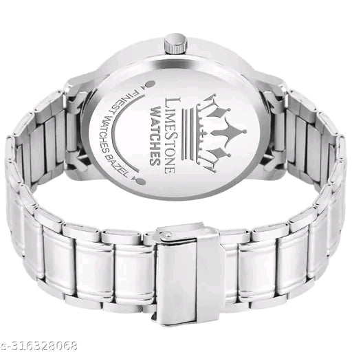 Day and Date Functioning Olive Green Dial Metal Strap Quartz Water Resistant Analog Watch - For Men LS3225