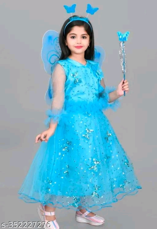 Pori Frock For Girls  Name: Pori Frock For Girls  Fabric: Net  Sleeve Length: Three-Quarter Sleeves  Pattern: Embellished  Net Quantity (N): Single