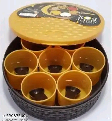 Spice Box Plastic Round 7 Sections with 7 Spoons Multipurpose Masala Box Set, Rangoli Dabba,Set1