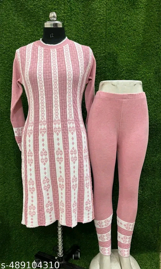 Women's Winter Trendy Anarkali Kurti Legging Set with Pockets - Stylish Frock Suit with Legging Regular Fit Designer Look for Cold Weather