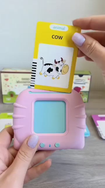 Flash Cards for Kids Talking English Words Flash Cards Preschool Electronic Reading Early Talking Flashcards Toy for Kids - 112 pcs Card (Card Early Education Device)
